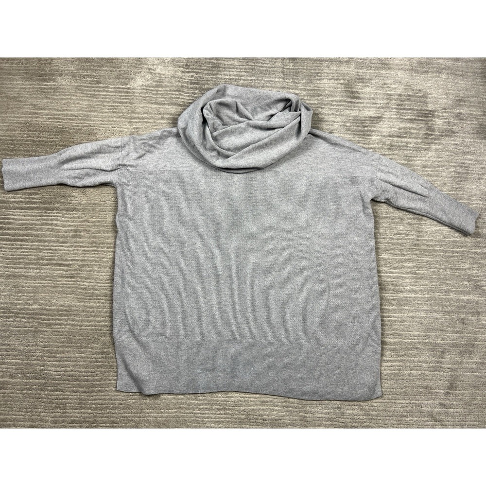 If It Were Me Sweater Womens Large Gray Cowl Neck 3/4 Sleeve Cotton Wool Blend